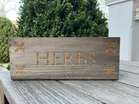 engraved planter box outdoors