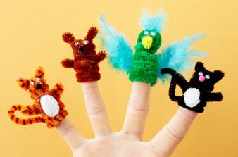 Pipe cleaner animal finger puppets