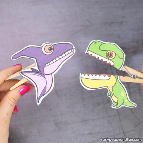 clothespins with dinosaur cutouts