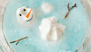 Miniature snowman melted.