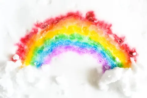 rainbow in snow