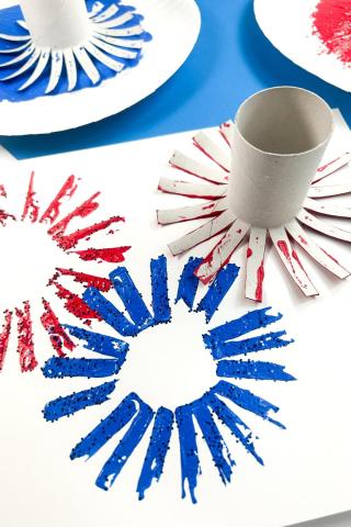 red, white, and blue paint representing fireworks