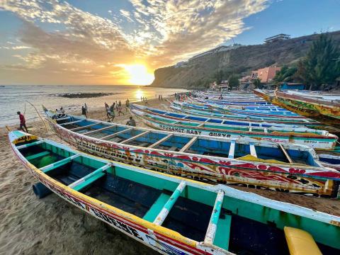 African boats at sunset