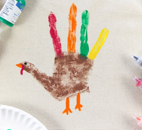 painted turkey made from handprint