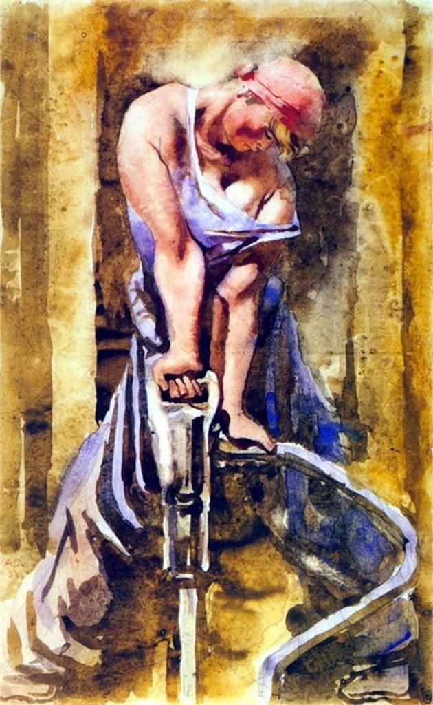 Painting of a worker in the Soviet Union