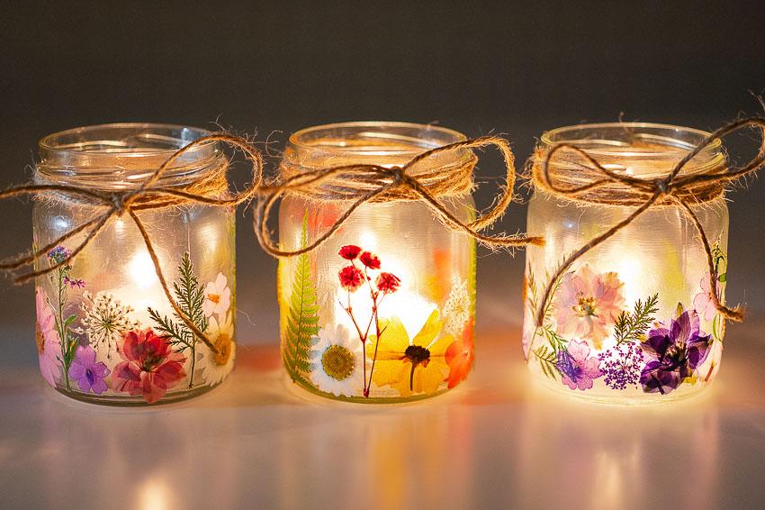 Pressed Flower Luminaries