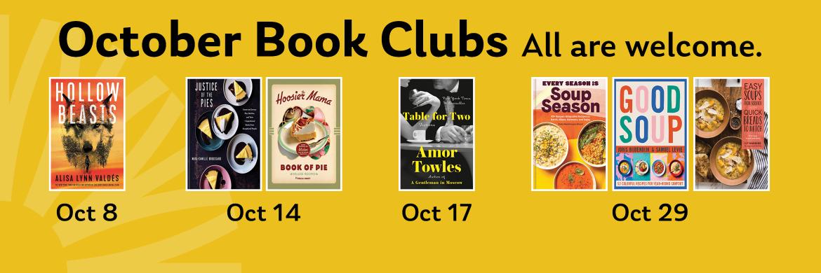 October Book Clubs. All are welcome.